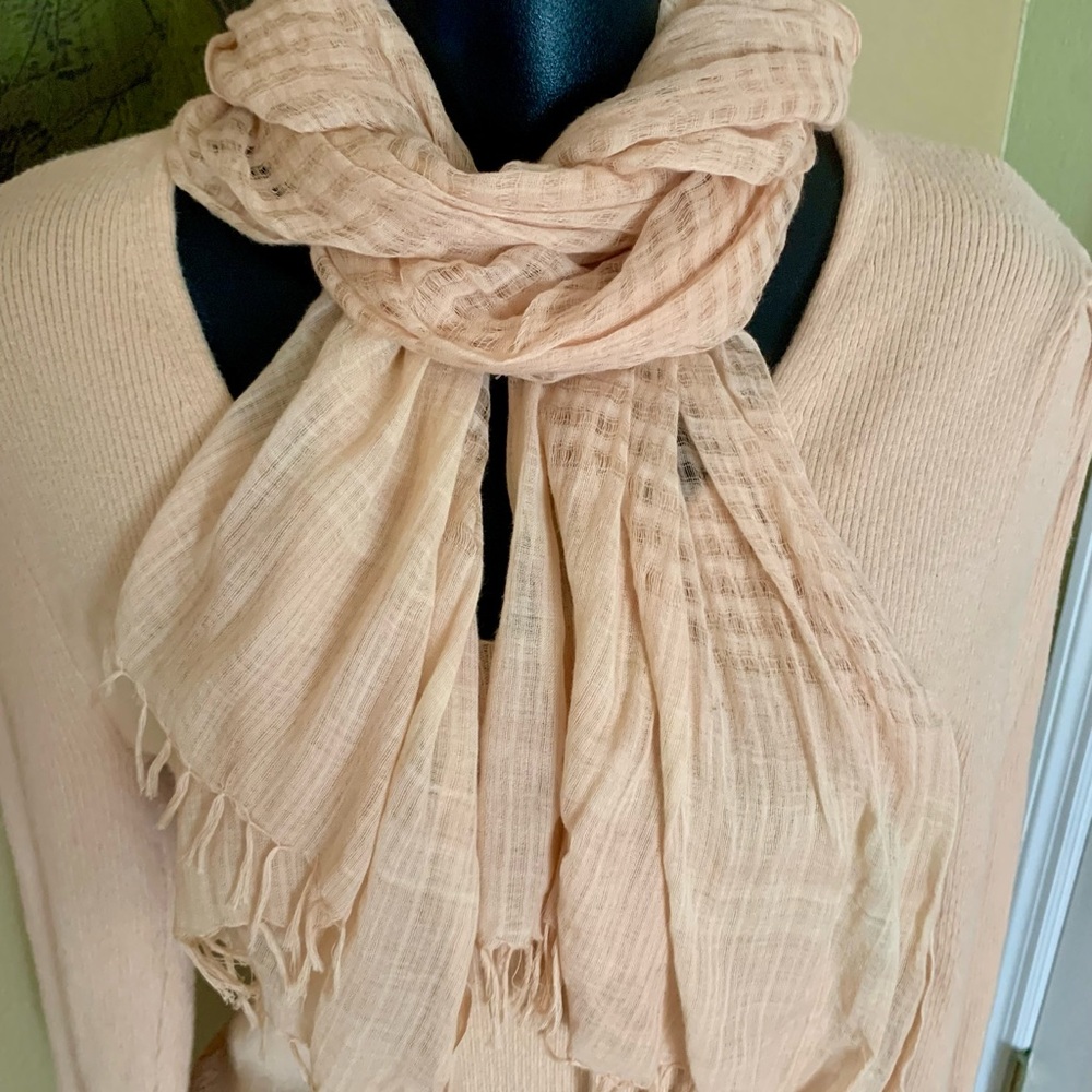 Elegant Long Woven Sevya Cream Scarf